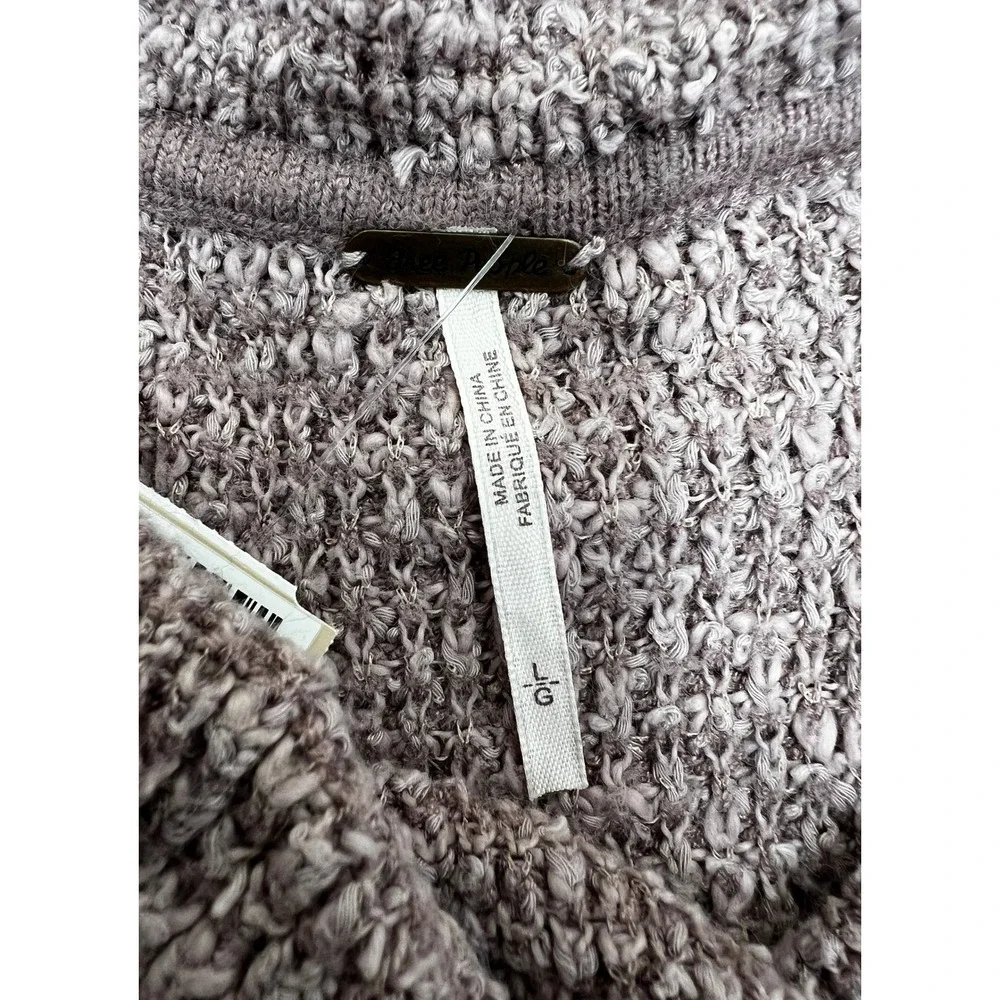 Free People Cowl Neck‎ Sweater Womens Large Mauve Pink Excellent Textured Knit